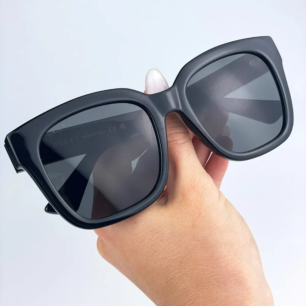 Gucci GG1338S 001 Sunglasses Black Green Grey Square Women